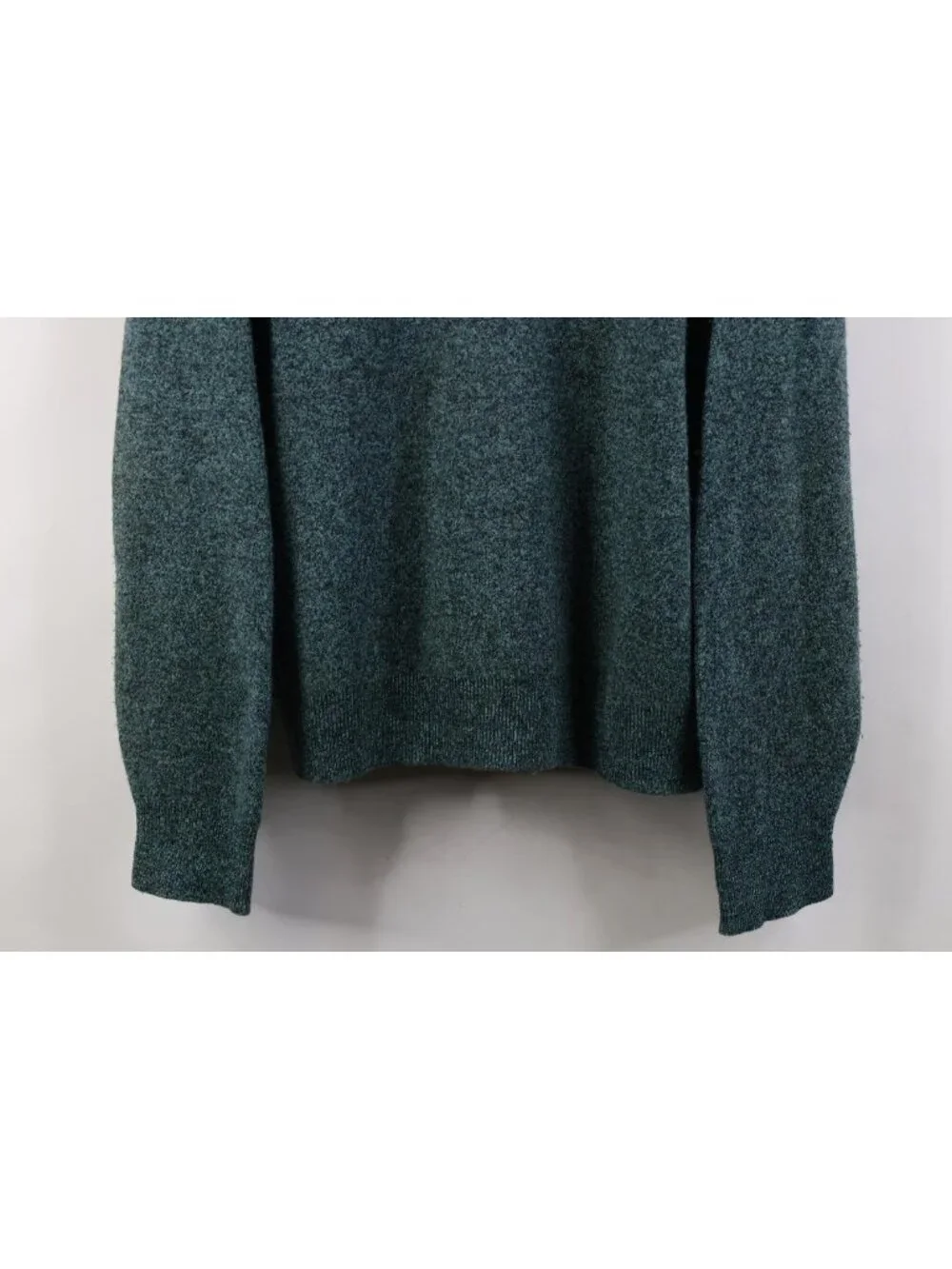 Vintage 70s Streetwear Mens Large Blank Knit V-Neck Sweater Heather Green USA